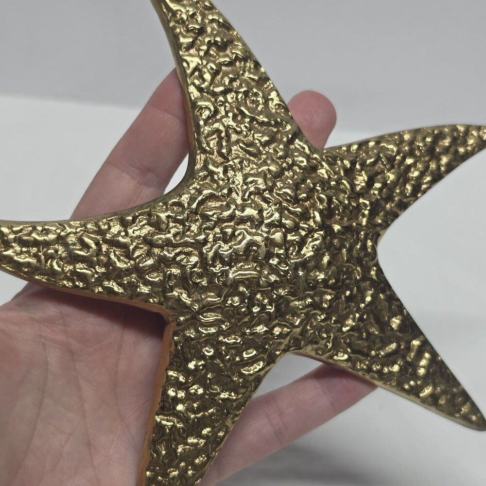 Brass Starfish Wall Wanging Figurine Vintage Coastal Decor - Picture 3 of 6